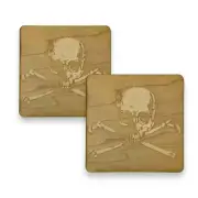 Skull and Crossbones Coaster Set of two 4x4in Raw Wood