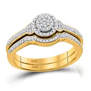 10k Yellow Gold Diamond Bridal Wedding Ring Set 1/4 Cttw