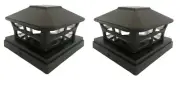 2 Pcs Solar Back Color 4x4 5x5 6x6 Post Fence with 2 Bright SMD LED Cap Light