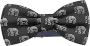 [KAWAMOUSE] Adjustable Pre-tied bow tie for Men (Elephant Black Pattern) Elegant Cute Bowties for Dogs Cats Pets, Pattern as Shown