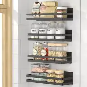 4 Pack Magnetic Spice Rack For Refrigerator Moveable Shelf Fridge Oven Black
