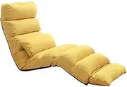 Floor Chair Single Folding Lounge Chair with Footrest Multi-Level Adjustment Lazy Sofa Floor Chair with Backrest Removable and Washable Meditation Chair Gray (Color : Khaki) (Yellow) Interesting