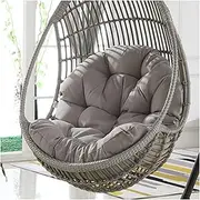 Garden Terrace Rattan Swing Chair Wicker Egg Hanging Chair Hammock Hanging Chair Large Size Cushion Hanging Basket Chair Cushion Indoor Outdoor 90 * 120cm (Chair Not Included) Gray