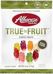 Albanese World's Best True to Fruit™ – Exotic Fruits Gummies, 5oz Bag of Candy (Pack of 12), Individually Wrapped Candy, Back to School Lunchbox Treat