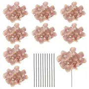 10 Sets Artificial Hydrangea Flower Heads with Stems for Bouquet,Dark Orange