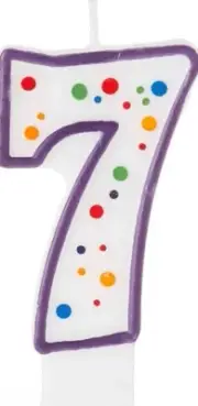 Creative Converting Polka Dot 7 Numeral Candle, 2.87-Inch x 1.5-Inch Multicolor