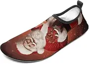 [BTCOWZRV] Water Shoes for Women Men Lovely Santa Claus Water Sports Shoes Slip-on Breathable Lightweight Athletic Aqua Sock