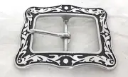Jeremiah Watt 1 1/4" Square Buckle Black Belt Horse Bridle Western Tack Watts