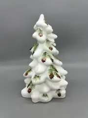 Christmas Holiday Tree 8” White Satin Hand Part Need Pine cones
