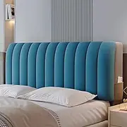 Velvet Plush Bed Headboard Slipcover Super Soft Short Plush Upholstered Bed Headboard Backrest Cover Double Single Bed Head Board Dustproof Protectors for Bedroom Décor(Color:Blue,Size:220cm)