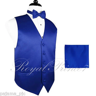 10-I Royal Blue Vest Waistcoat and Butterfly Bow Tie Set Suit or Tuxedo Wedding
