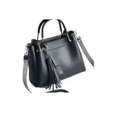 Leisure Fashion PU Slant Shoulder Bag Handbag Tassel Bag(Black)
