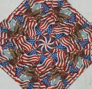 16 9.5" American Pride Flag & Eagle #1 Stack 'n Whack Quilt Blocks Kaleidoscope