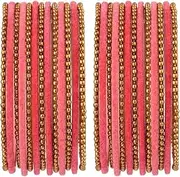 [Efulgenz] Indian Bangle Set Plain Velvet Bangles with Oxidized Metal Ball Bangle Bracelet Boho Bohemian Bracelet Metal Bangle Set Statement Fashion Jewelry for Women (26 Pcs)