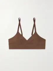 [NUBIAN SKIN] NUBIAN SKIN - Naked Stretch-jersey Soft-cup Bra - Dark brown - LDD+ LDD+ Brown