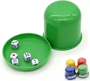 ibasenice Thick Plastic Dice Cup with Lid and 5 Dice Ktv Bar Dice Game Party Essential Random Color