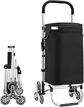 Foldable Shopping Trolley Utility Cart with Stair Climbing Wheels Waterproof Shop Bag Folding Grocery Market Cart 45L