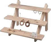 [Dylvan] 3 Tier Retail Display Stand, Earring Jewelry Ring Stand Display Stand, Antique Wood Frame, Detachable Wooden Display Case, Vintage Solid Storage Tray