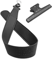 BEVAZAE Bassoon Seat Strap with Lockable Swivel Hook - Length 28 inches (71 cm), Non-Slip, PU Leather - with Music Book Clip, Black