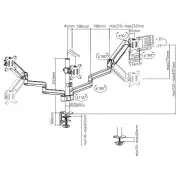 Brateck Triple Monitors Pole-Mounted Gas Spring Monitor Arm