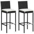 2x Outdoor Bar Stools Garden Patio Dining Barstools Wicker Rattan Chairs