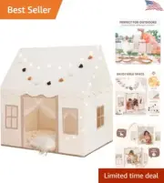 Kids Tent with Mat, Star Lights, Tissue Garland - Indoor & Outdoor Play Tent