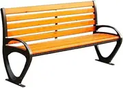 Outdoor Park Bench Park Outdoor Bench Aluminum Chair Legs Wooden Seat Bench Double Rest Backrest Bench Patio Garden Bench