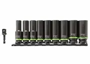 Bosch ITDSO12V10 10pc Impact Deep Well 1/2" Socket Set 1/4" Hex to 1/2" Adapter