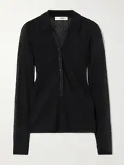 [FRAME] FRAME - Cotton-blend Mesh Top - Black - xx small xx small Black