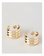 [Trent Nathan] Lined Hoop Earring in Gold