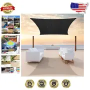 Water Resistant 8' x 19' Black Sun Shade Sail with 3- - Heavy Duty
