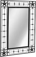 vidaXL Rectangular Garden Wall Mirror, Sturdy Powder-Coated Steel Frame with Decorative Star Details, Easy to Mount, Suitable for All Weather Conditions - Black, 50x80 cm