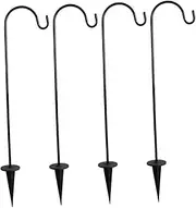 UPKOCH 4 Pcs Solar Garden Shepherd Hooks for Outdoor Plant Hangers Elegant Flowerpot Stand for Courtyard Decoration Rustic Style Plant Hooks for Wedding Aisles