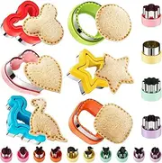 Sandwich Cutter and Sealer Set, Fohouse 20 pcs Stainless Steel DIY Cookie Cutters for Kids Lunch Bento Box Dinosaur Shaped Food Picks, Biscuits Vegetables Fruit Cutters Baking Mold
