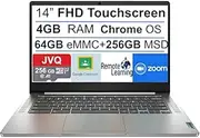 [Lenovo] 2022 Chromebook 3 14'' FHD IPS Touchscreen, MediaTek MT8183 8-Core CPU(Up to 2.0GHz), 320GB Space(64GB eMMC+256GB MSD), 4GB RAM, USB Type-C, Chrome OS+JVQ MP, Arctic Grey, 5X Storage
