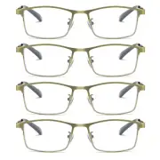 4 PK Men Reading Glasses Anti Blue Light Brass Metal Frame Spring Hinge Readers