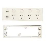 4 Pack x Quad Power Point 10A 250v with 2 USBs – & Mounting Block to Suit