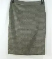 NWT Ann Taylor $98 Womens Gold Black Cotton Blend Pencil Skirt 4