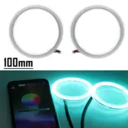 2X 100MM RGB Colorful COB Car Headlight Angel Eyes Light LED Halo Rings Lamp Kit