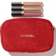 CHANEL New in Package Beautiful Red Clutch Bag Sheer Genius 3 Lipgloss Gift set