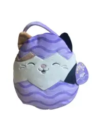 Cam the Cat Squishmallow Easter Basket 10" Soft Plush Purple Handle NEW