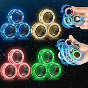 Magnetic Rings Finger Fidget Toys Set, 12Pcs Glow in The Dark Magnets Rings for Training Relieves Autism Anxiety, Magical Fingers Rings for ADHD, Great Idea Gift Adults Teens Kids