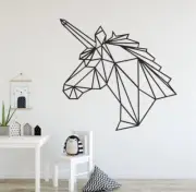 Geometric Black Unicorn Head Wall Decal Wall Accent Sticker Free Shipping Sale