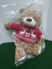 AVON 2015 HOLIDAY PLUSH TEDDY BEAR 18" WITH KNIT SWEATER.