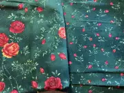 Red roses on green gold spatter Noel by Maywood Studios cotton fabric 6 yds