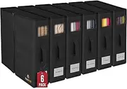Foldable Bed Sheet Storage Box with Window and Handle, Linen Organiser for Closet (Black, 6 Pack)