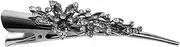 BATHVEVE Rhinestone Duckbill Hair Clip Shiny Alligator Hair Barrette for Women Decorative Vintage Accessory for Parties Weddings and Everyday Wear Elegant Grey Color