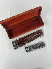 NIB Elegant Thai Chopstick Set with Wooden Box - Mother of Pearl Inlay Rests