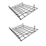 Set Of 2 Pieces GLOSS BLACK Wire Grid Shelf With Lip Size 24 Inch x 15 Inch