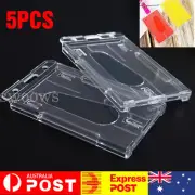 5pcs Clear ID Card Holder Hard Plastic Vertical Double Sides Badge Business Work